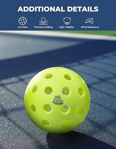 Miniatura 6 de DEERFAMY 40 pelotas de pickleball para exteriores e interiores, aprobadas por USAPA para jugar torneos sancionados, paquete de 46 unidades