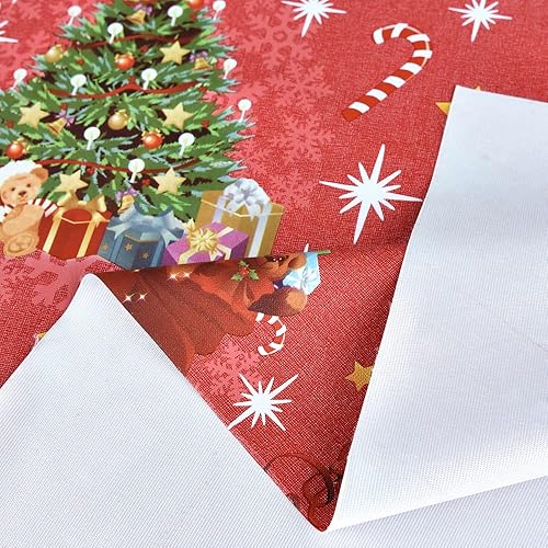 Miniatura 4 de TruDelve Mantel de Navidad rectangular de vinilo rojo de plástico, mantel de Navidad oblongo, con muñeco de nieve para fiesta (54 x 108 pulgadas,