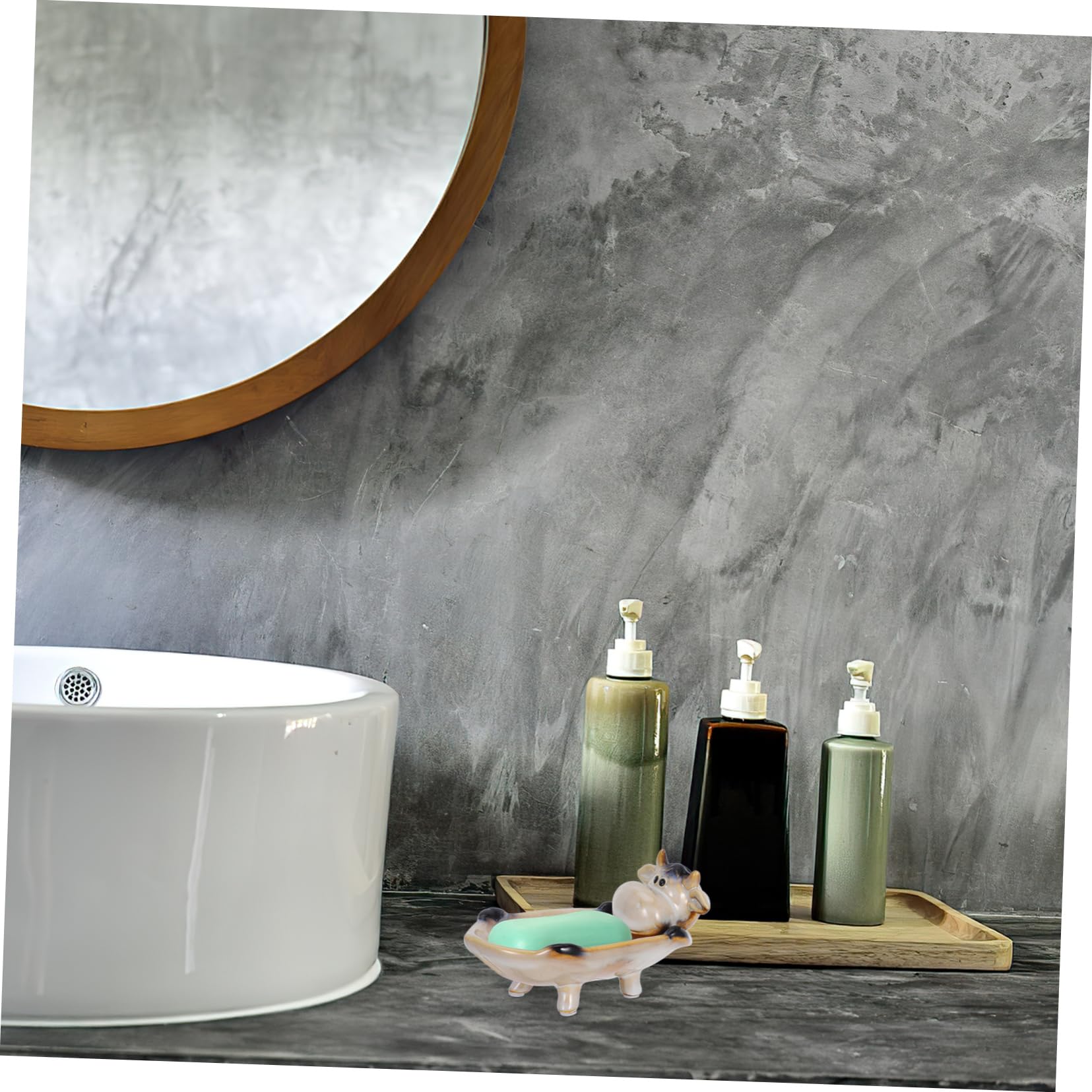 Jabonera Cerámica Decorativa De Animales Drenaje para Baño y Cocina Soporte Multifuncional para Jabón y Accesorios Pequeños Diseño Creativo y Práctico