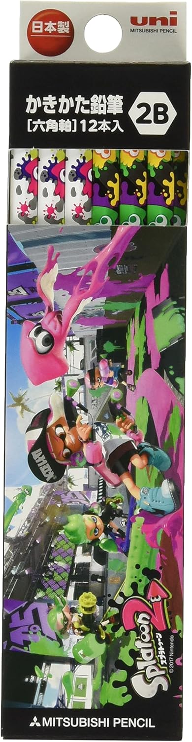 Mitsubishi Pencil K56242B Splatoon 2 STS2 2B, 1 Dozen Pencils, Paper Box