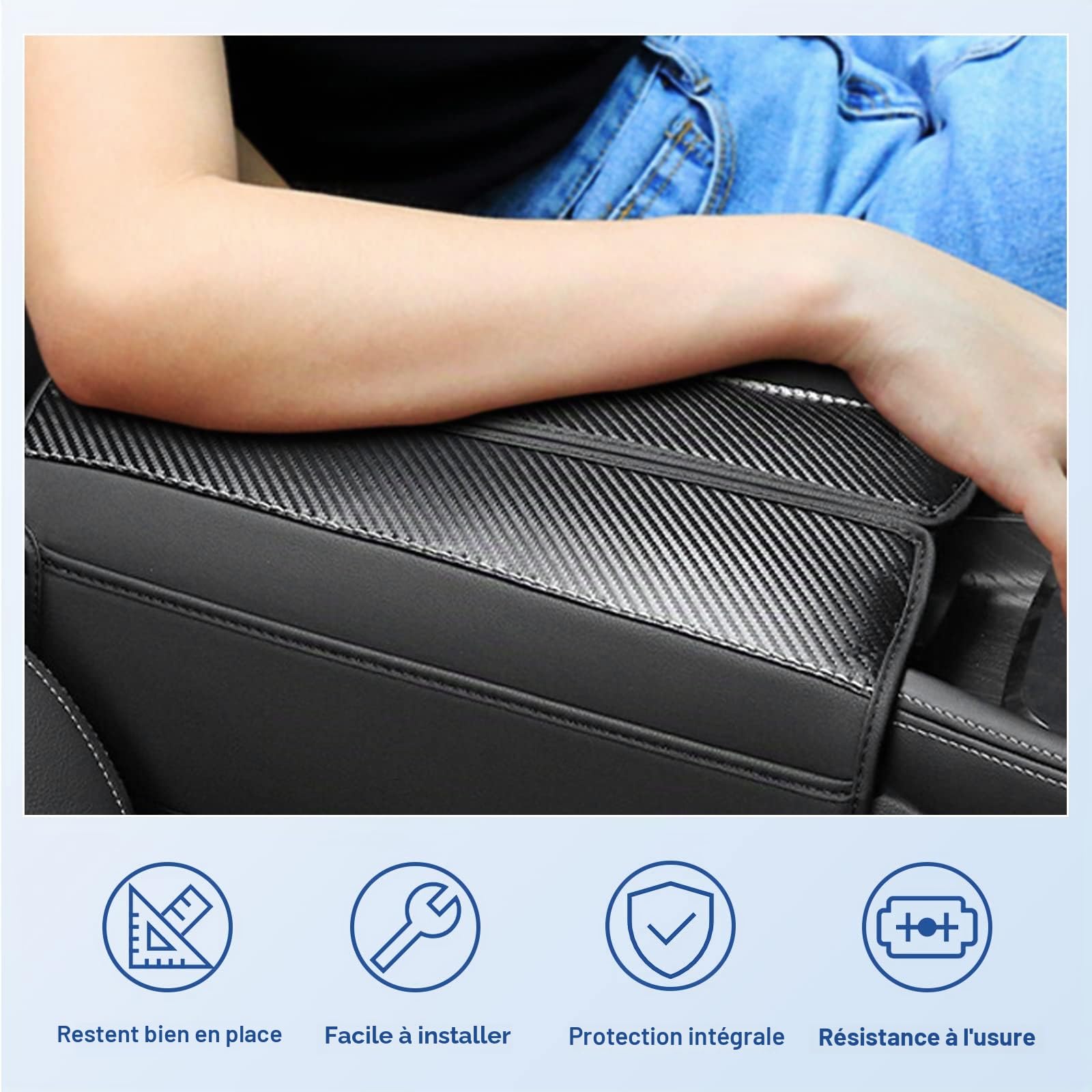CDEFG Peugeot 3008 5008 508 C5 aircross DS7 Crossback 2016-2024 2025, Housse de Protection Accoudoirs Voiture Console Centrale Accoudoir Couverture Couvercle de boîte d'accoudoir Accessoire