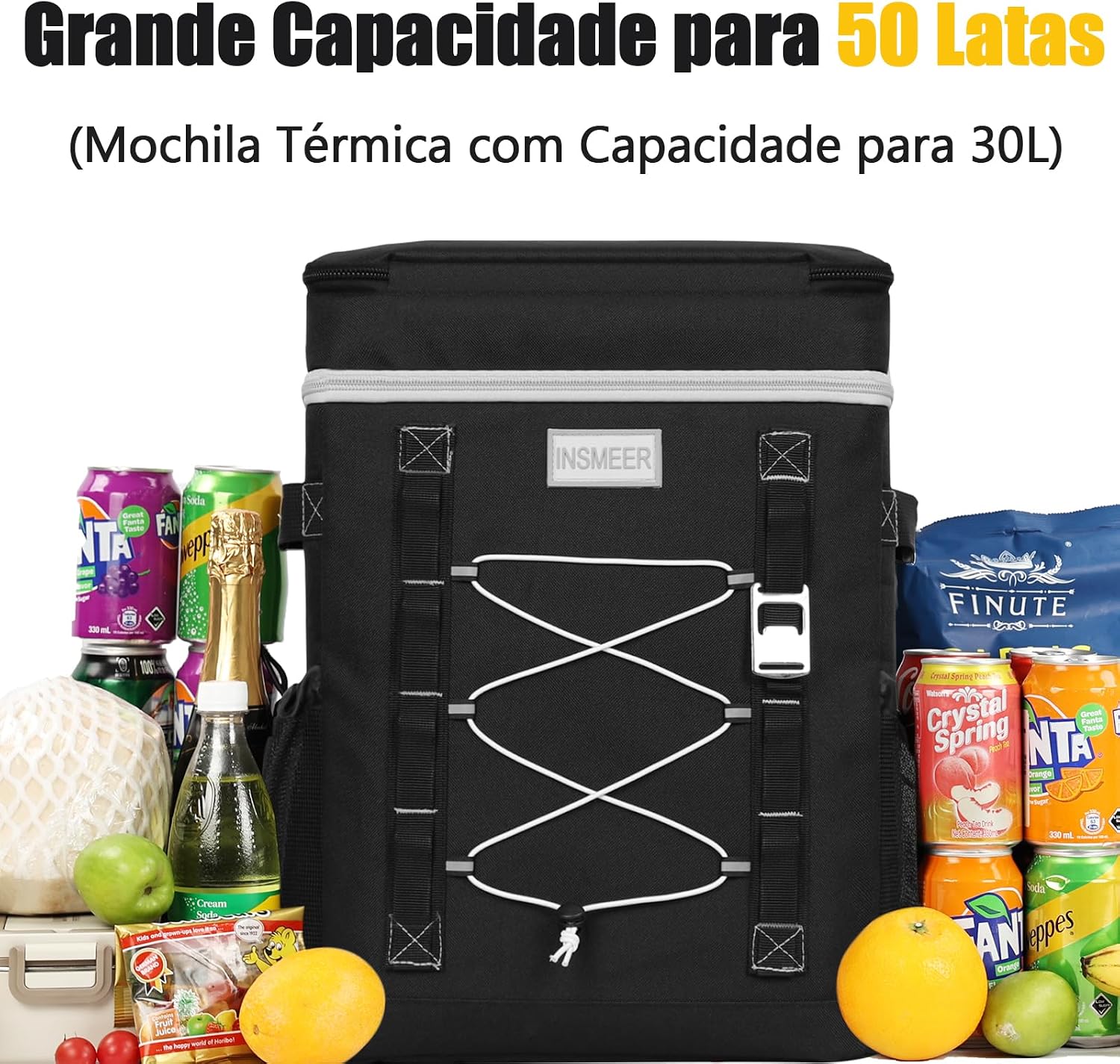 INSMEER Mochila Termica, 50 Latas Bolsa Termica Isotérmico Grande Caixa Termca Cooler Sacola Para acampamento, Mochila para Feminina Masculino Praia INSMEER Mochila Termica, 50 Latas Bolsa Termica Isotérmico Grande Caixa Termca Cooler Sacola Para acampamento, Mochila para Feminina Masculino Praia