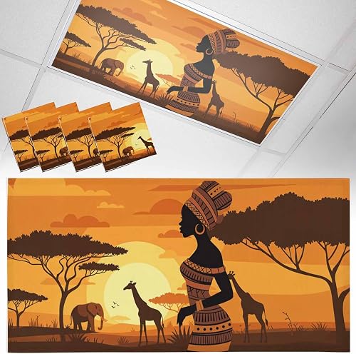 Fluorescent Light Covers, African Black Women Magnetic Light Covers for Ceiling 