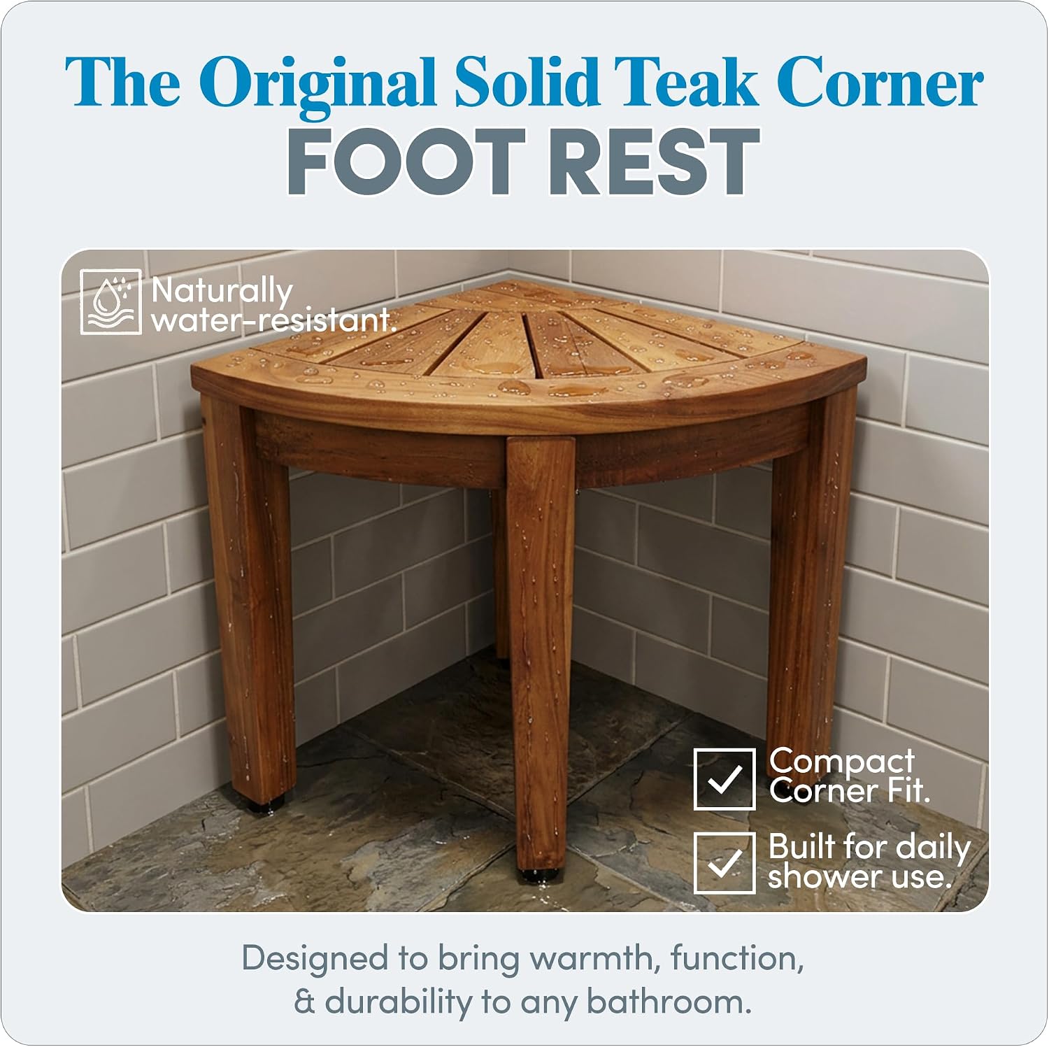 AquaTeak Kai OptiAREA 12" Teak Foot Rest image 2