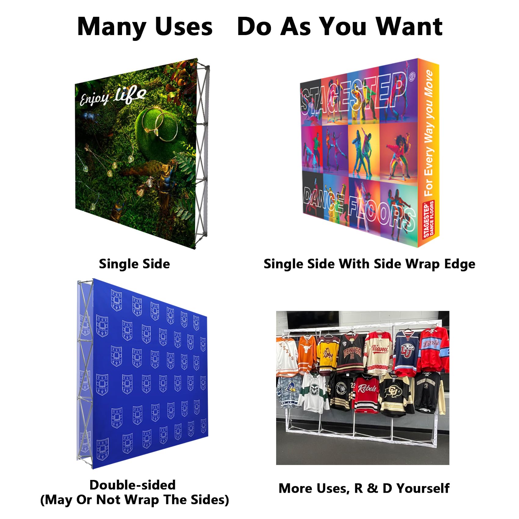 NEWSANDOR Portable Collapsible Pop Up Trade Show Display Backdrop Stand, A Folding Tension Fabric Holder For Tradeshow Booth Exhibition Wedding Conference Party Event 7.5x10FT(Frame Only)