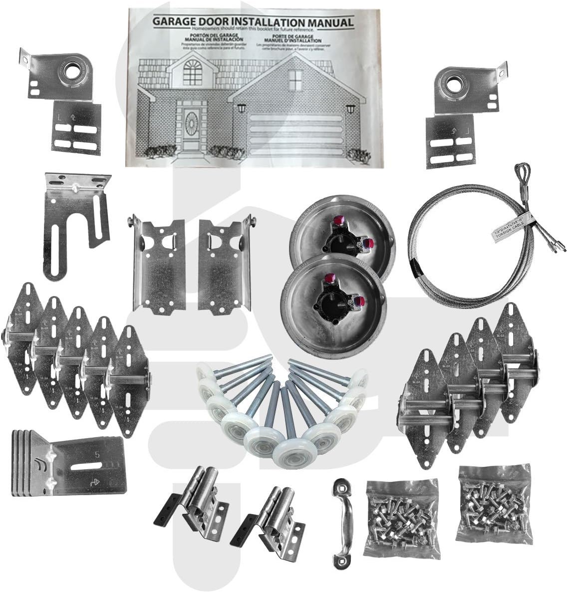 Garage Door Hardware Kit Residential Complete Medium Duty 14 GA 7' high single wide doordoor