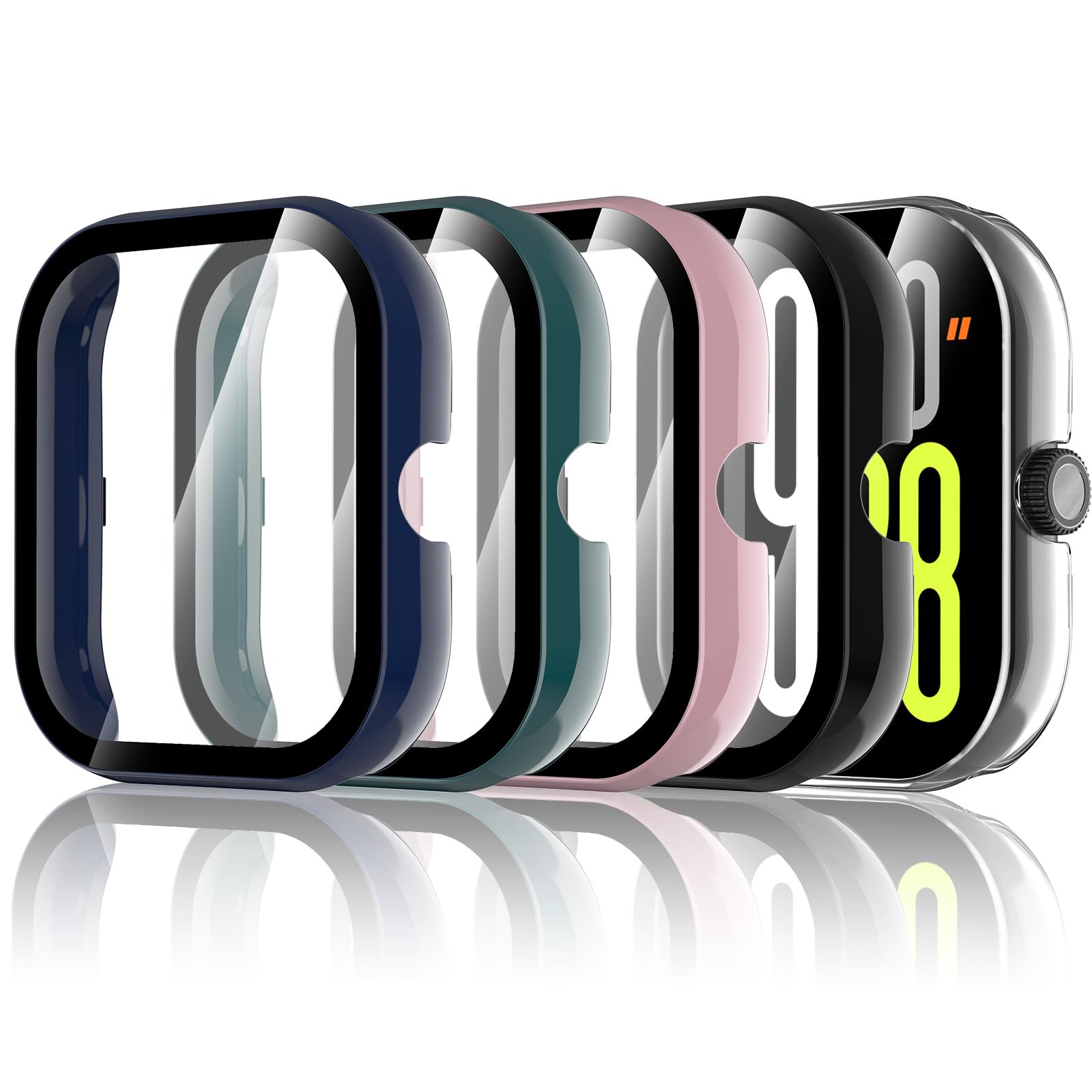 Hianjoo 5 sztuk etui ze szkła hartowanego kompatybilne z Xiaomi Redmi Watch 5 【NIE dla 5 Active / 5 Lite】, folia ochronna na ekran oraz etui PC kompatybilne z Xiaomi Redmi Watch 5