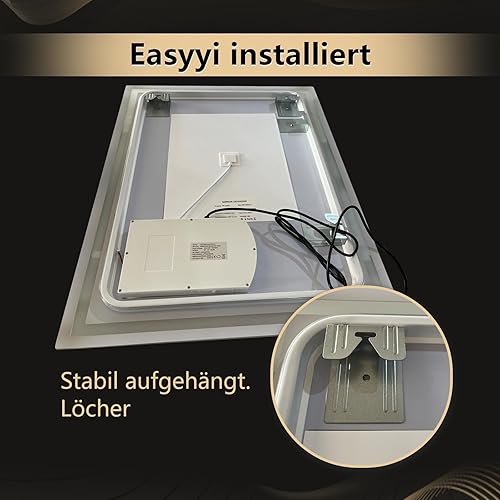 Miniatura 7 de ExBrite Espejo de baño LED con luz 24 x 32 pulgadas regulable antivaho para montar en la pared CRI 90 temperatura de color 5000K instalación