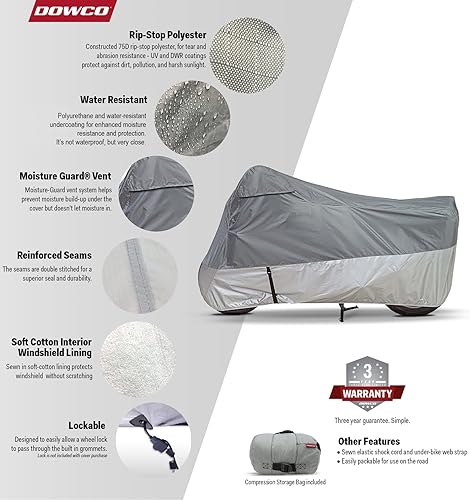 Miniatura 3 de Funda para motocicleta de color gris Dowco Guardian UltraLite (ultraligero), Gris