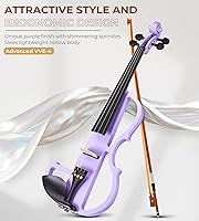 Vista 2 de Vangoa Guitarra eléctrica acústica de 12 cuerdas, 42 pulgadas de tamaño completo con tapa de doce abetos y violín eléctrico morado