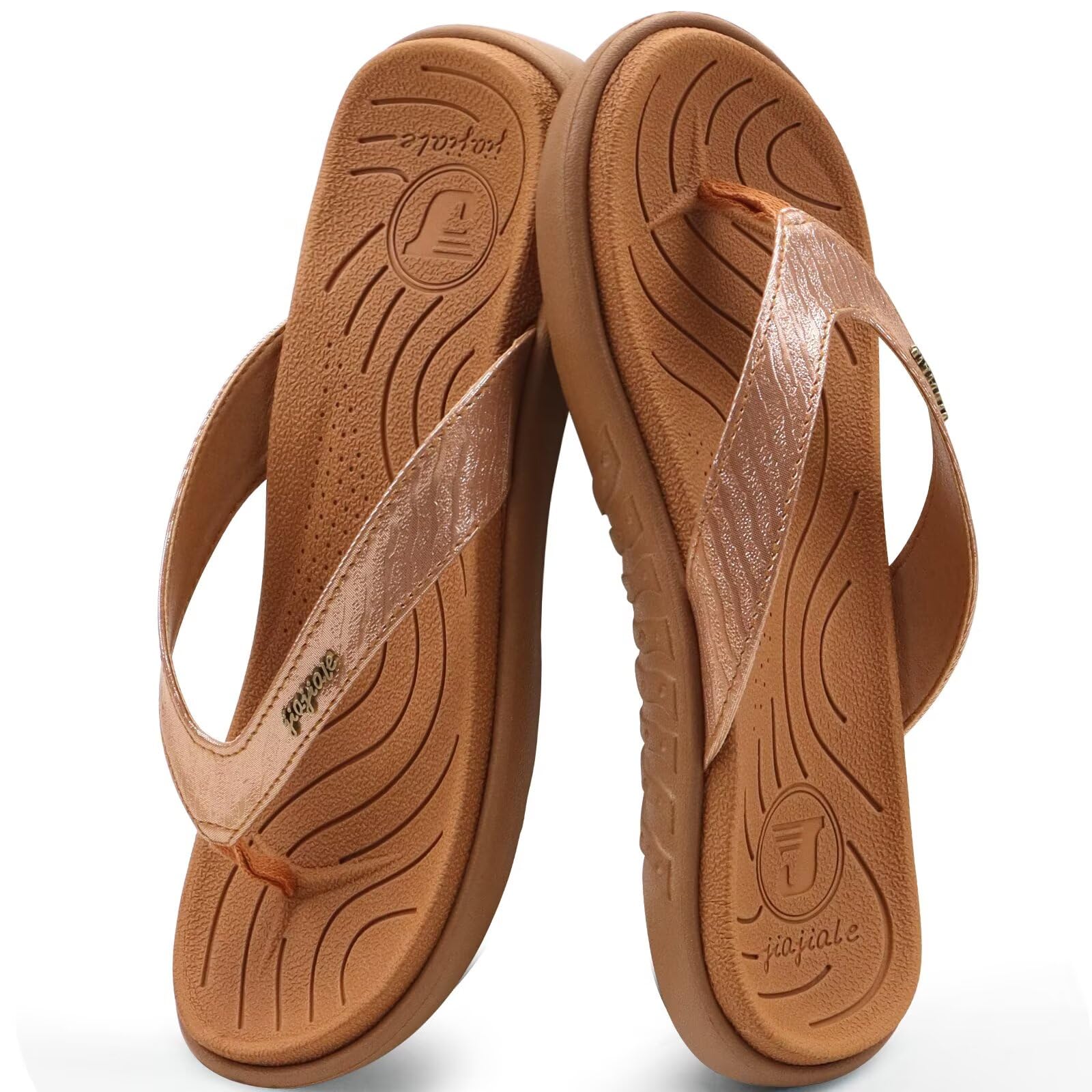 jiajiale Chanclas Mujer Moda Ortopedicas Comodas Piel Tela Sandalias de Dedo Verano Cool Playa Piscina Flip Flop Ligera Abierta Chancletas Antideslizante Goma Suela