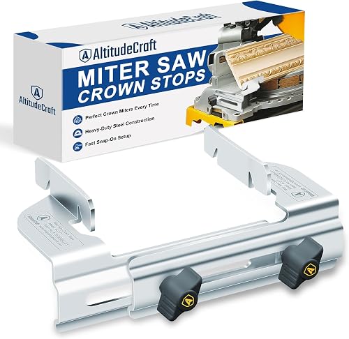Miter Saw Crown Stops, Heavy-Duty Crown Molding Jig | Fits listed DEWALT saws including DWS780, DW718 and DW716. Steel stops steady nested cuts.