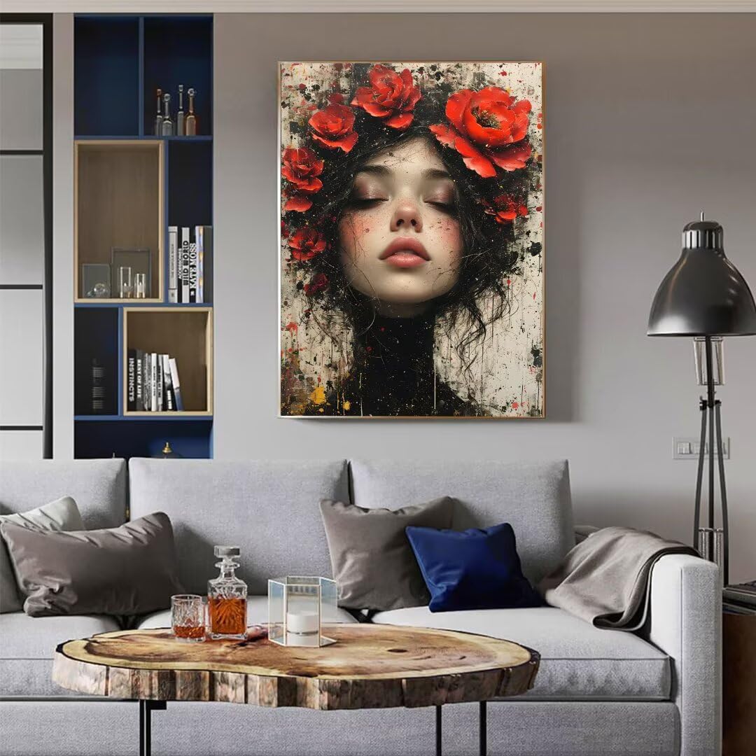 Diamond Painting Adulte Fleurs pour les filles Peinture Diamant Painting Kit Complet, Diy Broderie Diamond Art Painting Kits, DIY Diamond Painting Enfant, Craft Cadeau Noël Décoration 80x120cm R-3958