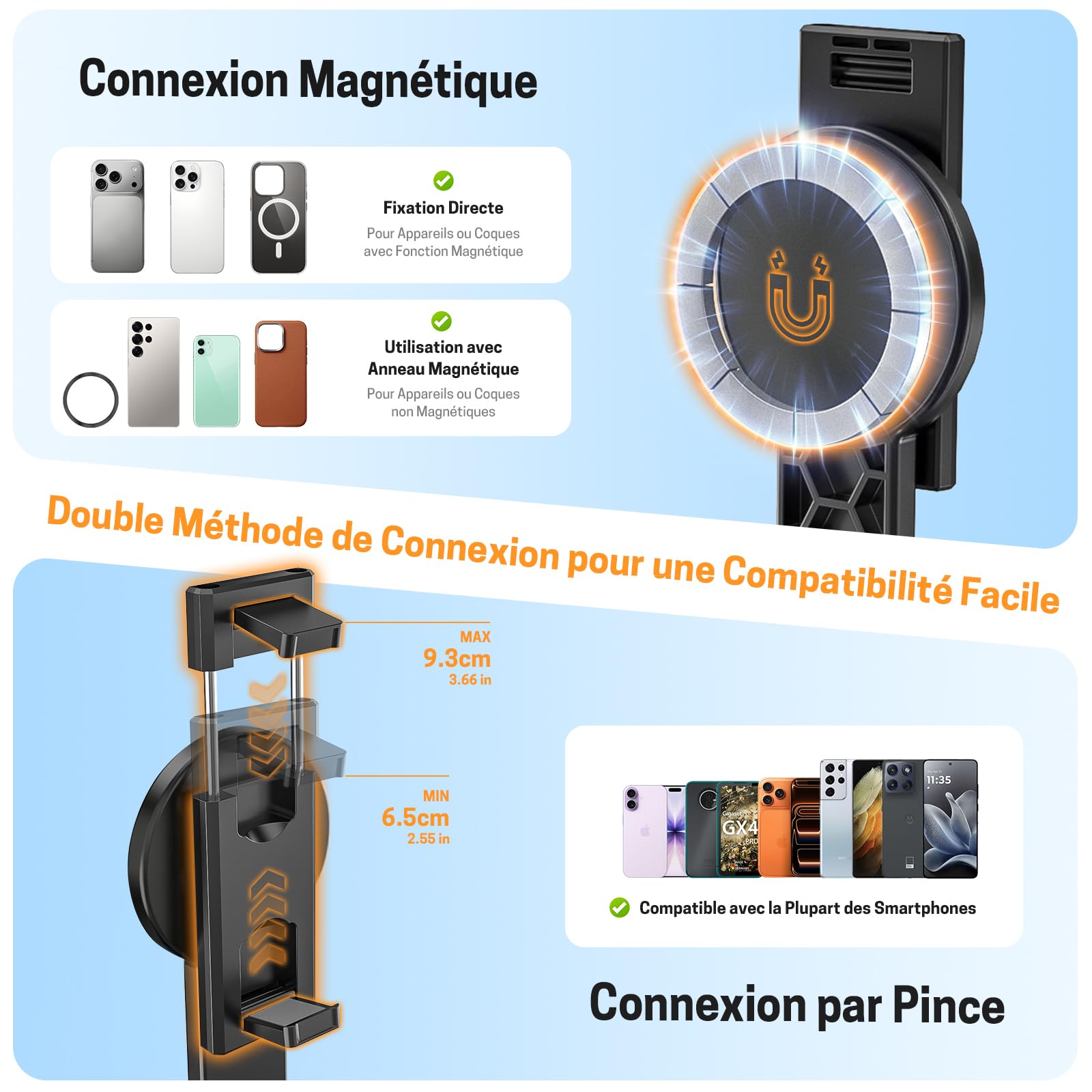 Jeebel Trépied de Suivi Automatique du Visage, 180cm Perche Magnétique pour Selfie avec Lumière LED/Commande Gestuelle/NO App/360° Rotatif, Stabilisateur de Cardan pour iPhone DSLR de Vidéo Live Vlog