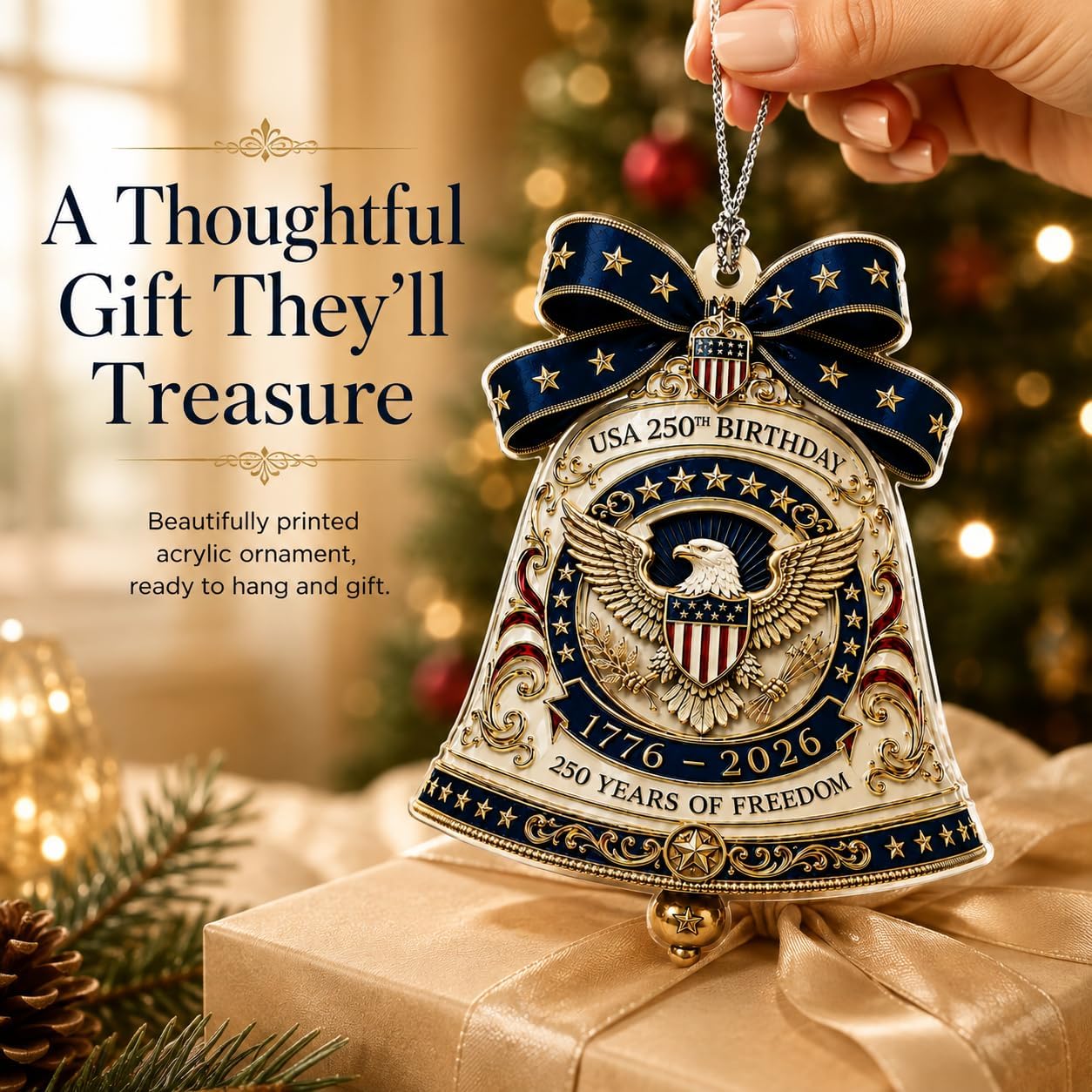250th Christmas Ornaments 2026, America Bell 250 Christmas Ornament