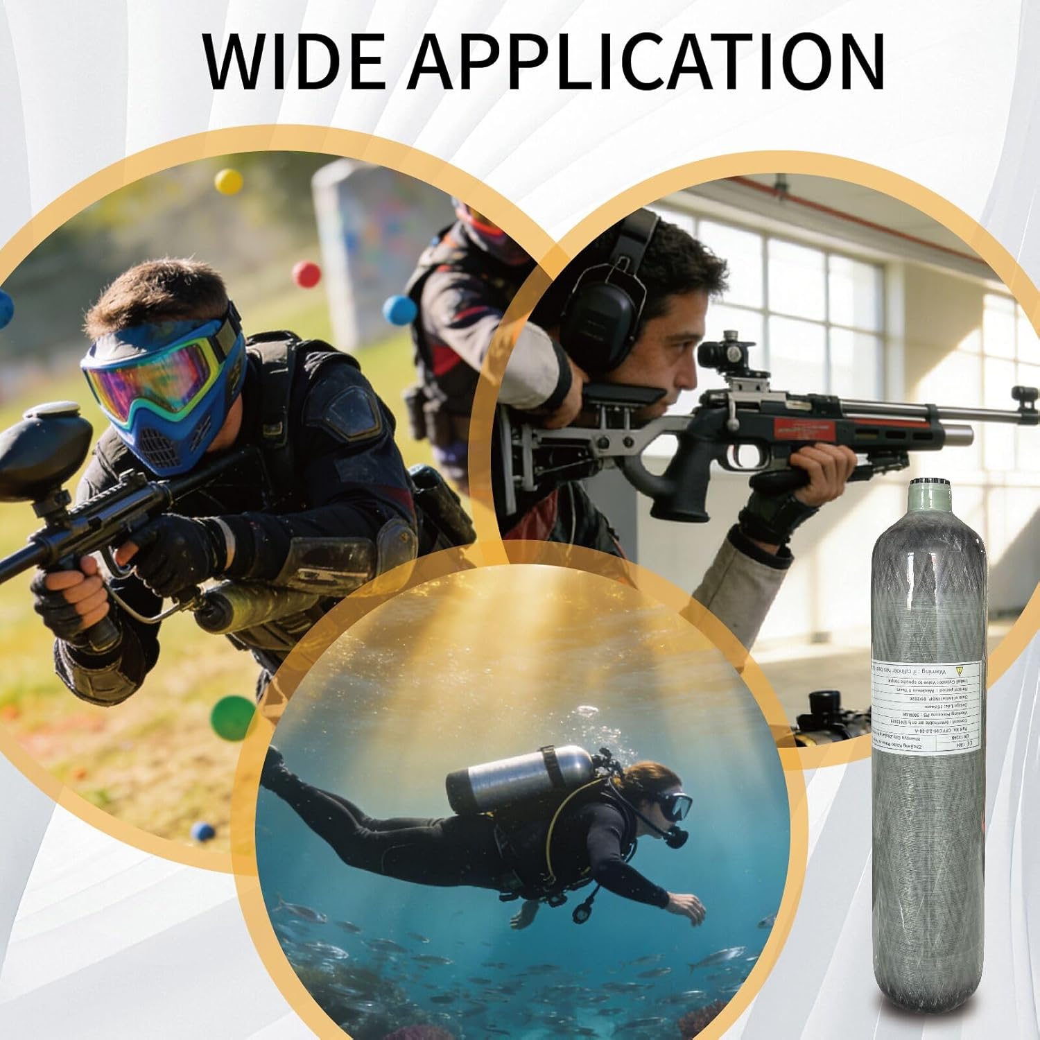 CE 2L 4500psi Paintball Tank System,Paintball/hpa Tank pcp/Paintball air Tank Carbon Fiber pcp Tank air Tank Scuba Tank with M18*1.5 Thread Dual Gauge Valve,Produced in November 2025