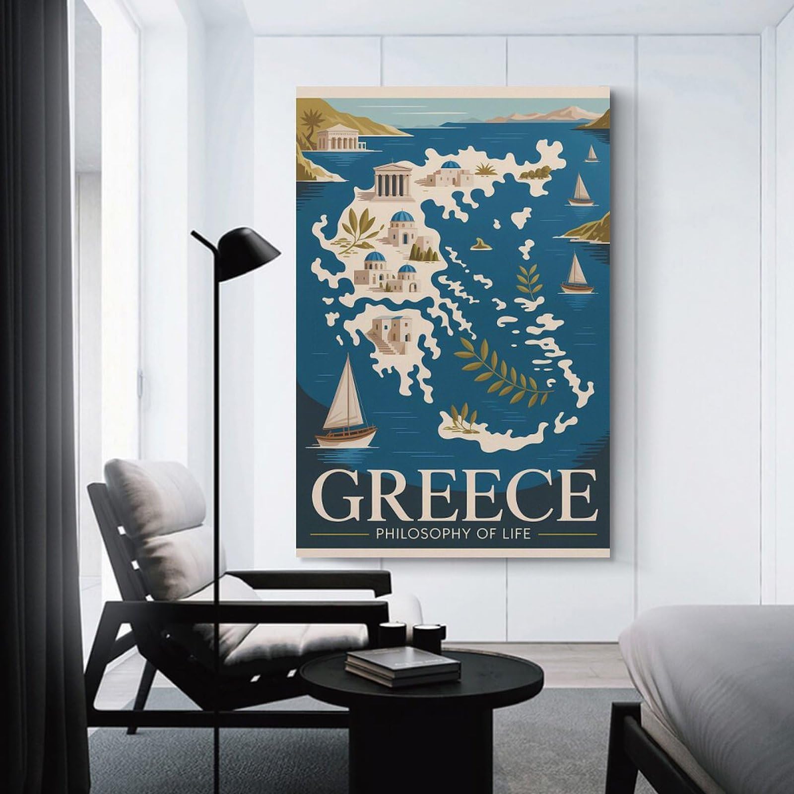 Junmoney Greece Travel (2) Decorative Wall Artwork 16x24inch(40x60cm), for New Homes, Bedrooms Or Workspaces, A Wall Art Gift for Fresh Interiors