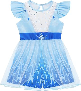 COTRIO Girls Princess Jumpsuit Toddler Romper with Soft Tulle Skirt Overlay