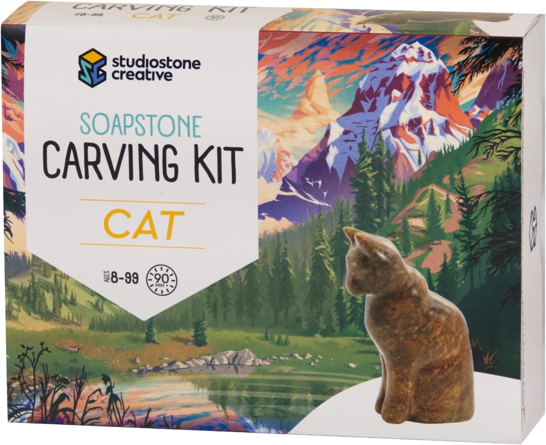 STUDIOSTONE CREATIVE DIY Arts & Crafts Carving Kit Kids Adults Cat Sculpture Soapstone