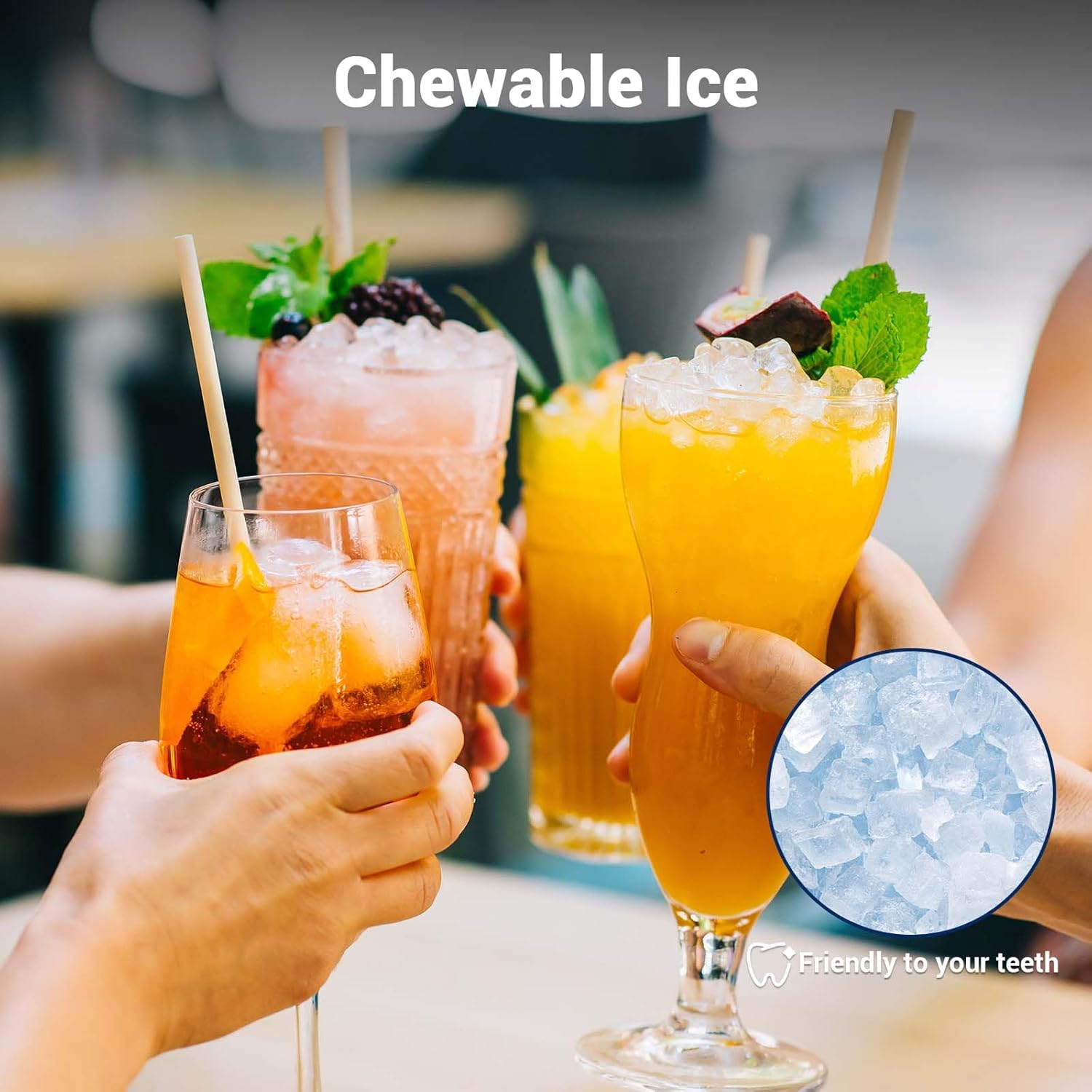 Nugget Ice Maker Countertop, 40lbs/Day Stainless Steel Small Soft Chewable Pebble Ice Machine, Pellet Ice Crunchy Nuggets, Quiet Mini Chewy Ice Maker Self Cleaning for Home Kitchen Office