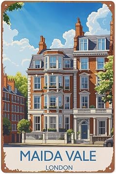 Vintage Metal Signs Maida Vale Travel Poster London Poster Wall Art Sign For Room Office Coffee Bar Decor 8x12 inches