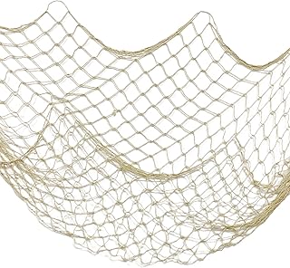 OJYUDD Fishing Net Decor, Fishnet Decor, Mediterranean Style Photographing Decoration, Natural Fish Net, Fish Net Party Accessory and Wall Table Decor (Creamy White)