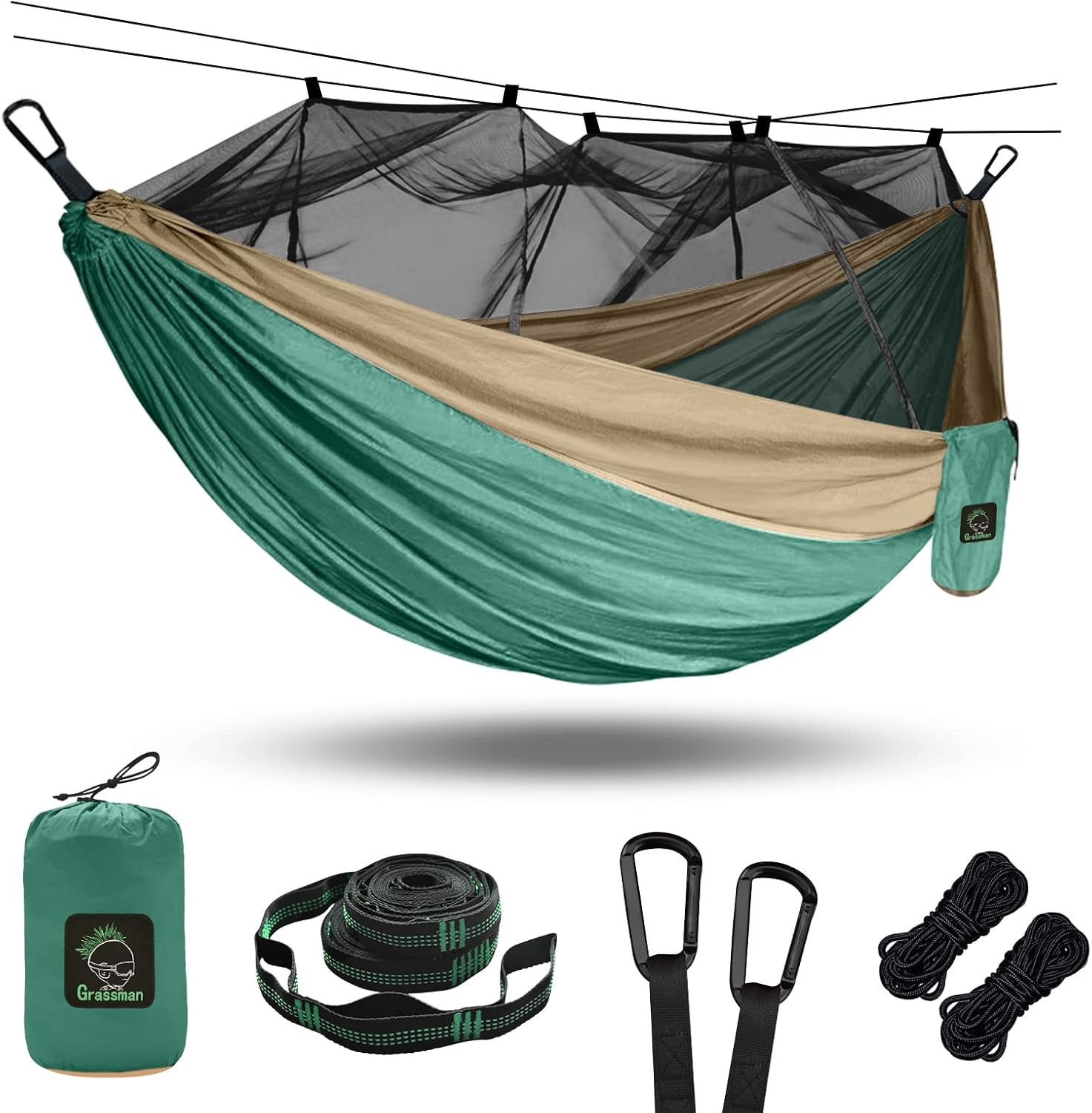 Grassman Camping Hammock Mosquito Net, Portable Hammock with Net Single or Double, Hammock Tent for Travel Camping, Camping Accessories for Indoor, Outdoor, Hiking, Backpacking, Backyard, Beach : Sports & Outdoors