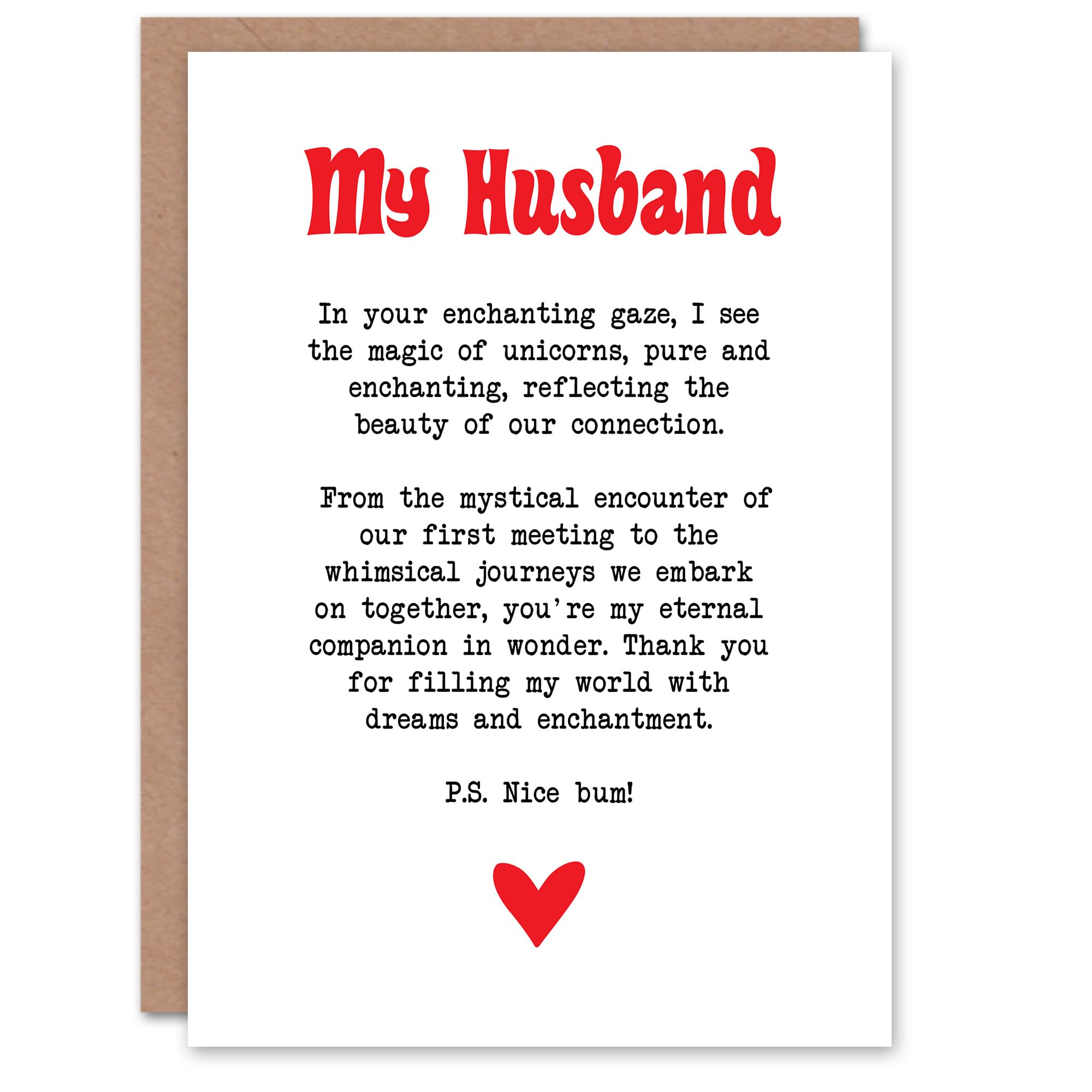 Artery8 Greeting Card Love Poem Unicorn Magic Husband Romantic Poetry For Him Man Anniversary Card