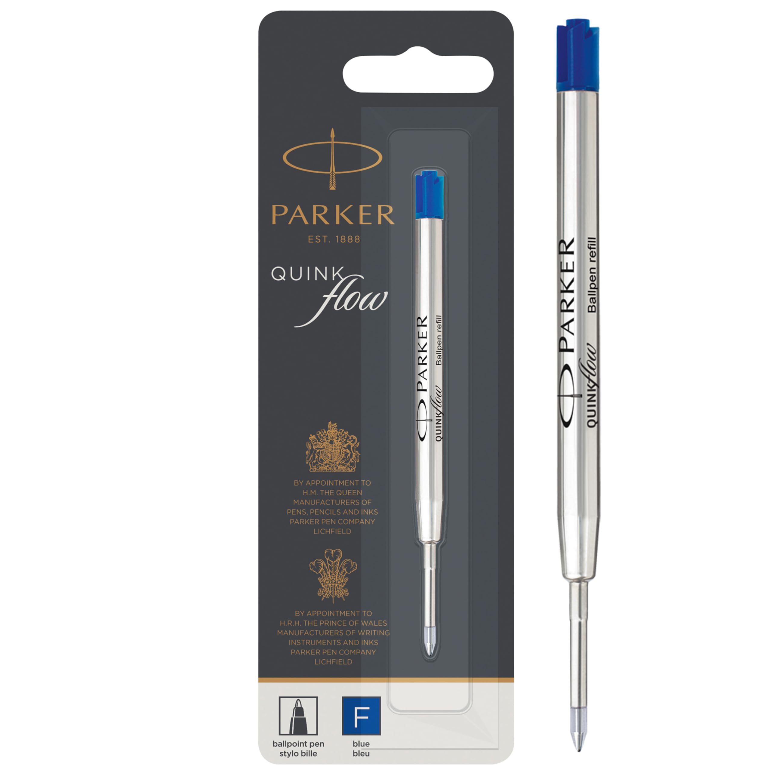 QUINKflow Ballpoint Pen Ink Refill, Fine Tip, Blue