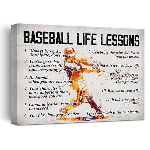Hijie Baseball Poster Canvas Wall Art for Home Decor, Motivational