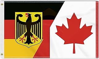 3×5 FT Canada Germany Flag, Large 100D Canadian German Friendship National Outdoor Banner,Deutschland Doube Side Printing Decor For Patio Garden With Brass Gromment