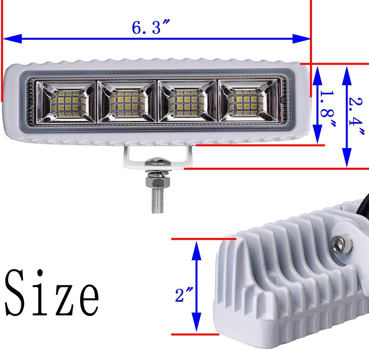 Led Boat Lights Bar Waterproof with White Housing, 36W Navigation Marine Deck Dock Lamps Flood Beam for Ponton Fishing Truck SUV Vehicle Off-Road T-top Stern Yacht Kayak Port Sailboat Sailing