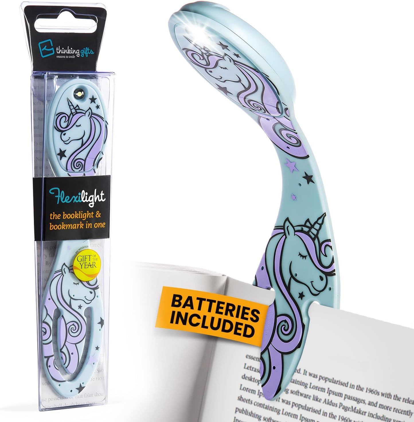 Gifts for Readers & Writers Bookmark Reading Light Unicorn - 2in1 Clip On Bookmark Kids Book Light for Reading Night in Bed, Travel Cute Book Lights, Flexible 8 Lumen LED Lights