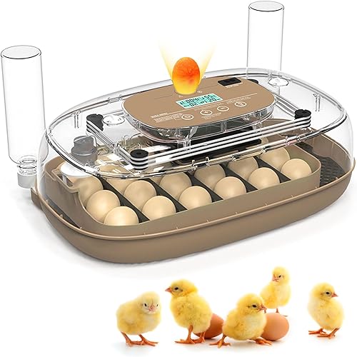 Incubators for Hatching Eggs, 24 Egg Incubator with Automatic Turning and Humidity Control, 360° View Incubadora De Huevos De Gallina, Egg Candler, Incubator for Chicken Eggs, Ducks, Goose, Quail