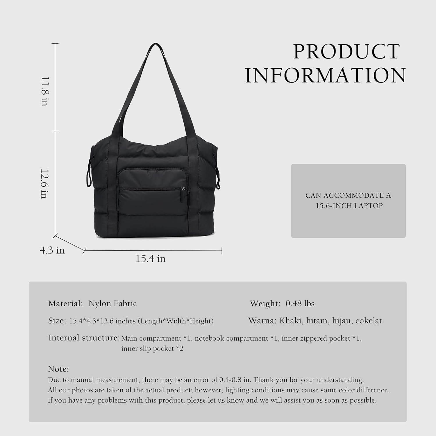 Tote Bag for Women, Lightweight Quilted Puffer Tote with Multiple Pockets, Large Capacity Shoulder Work Bag for Travel - Image 6