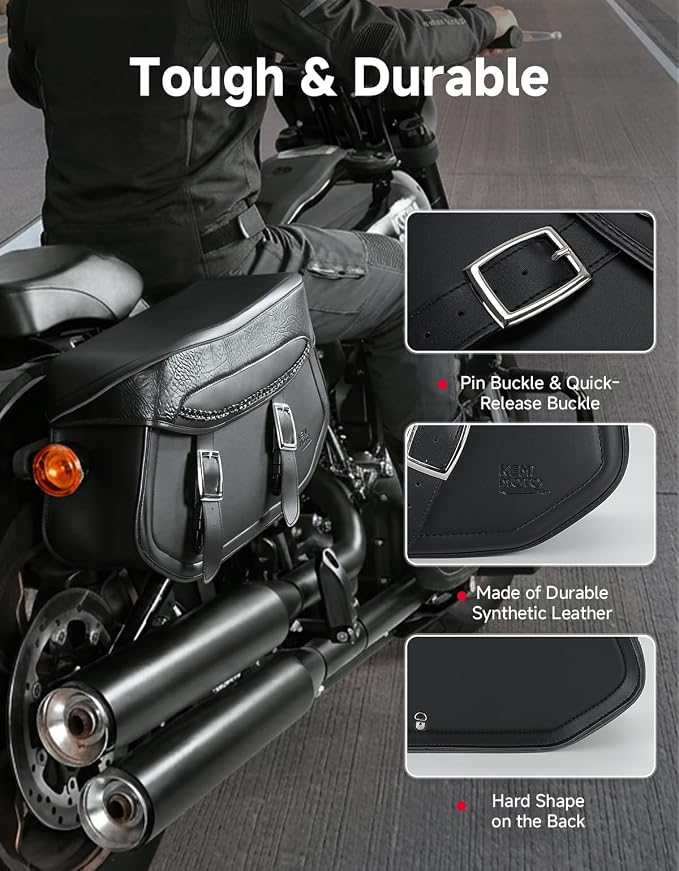 Alforjas de Cuero Sintético para Motocicleta 30L KEMIMOTO miniatura 4