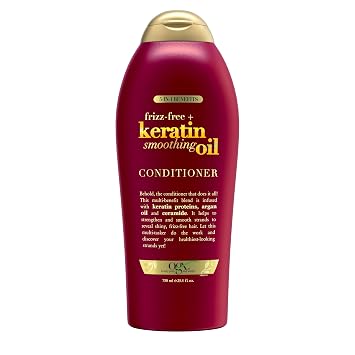OGX Frizz-Free + Keratin Smoothing Oil Conditioner, 25.4 fl oz