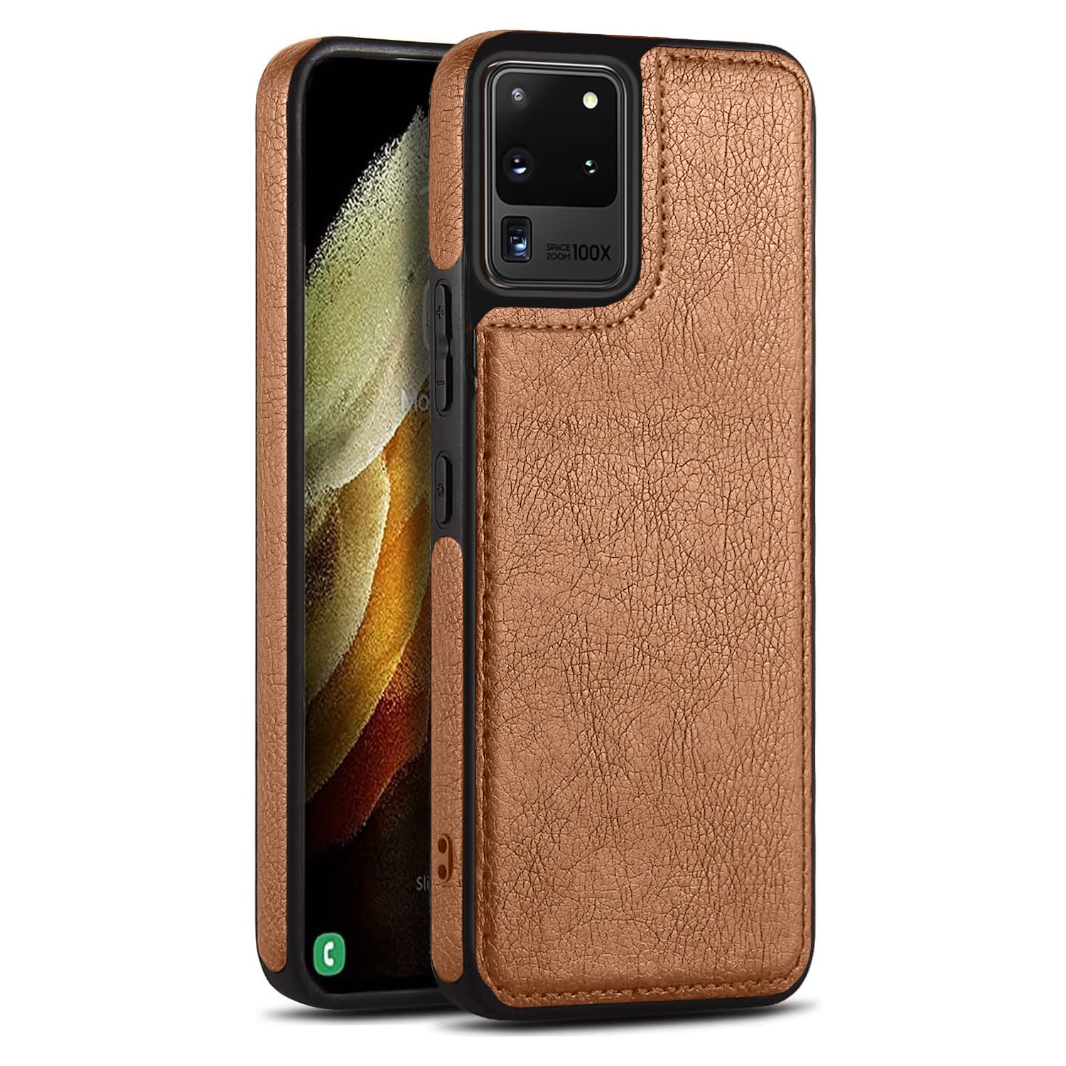 V-TAN Soft Leather case Back Cover Compatible with Samsung S20 Ultra (Brown)