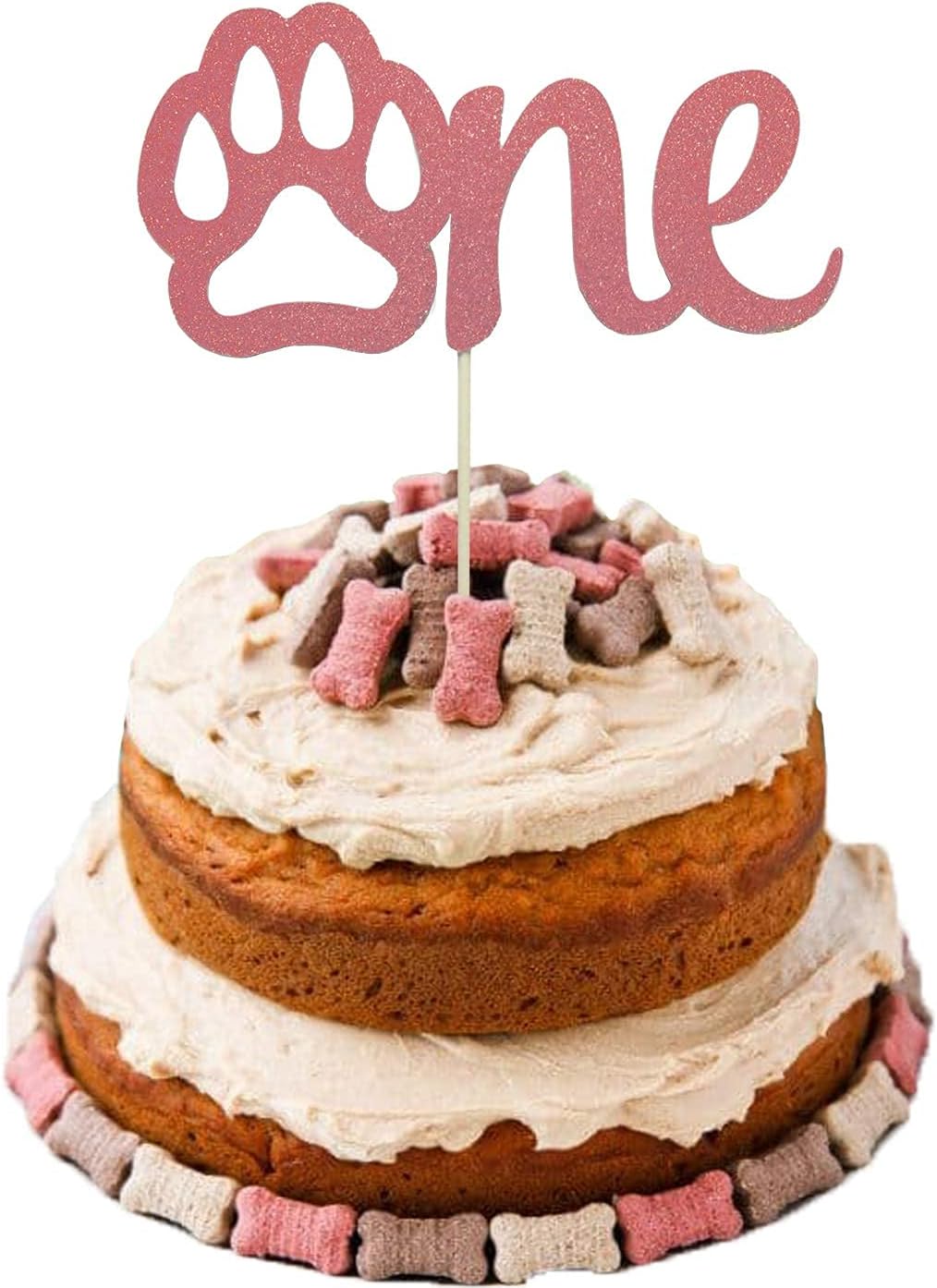 Festiko Dog Cake Topper 1, Rosegold Glitter Dog 1st Birthday Cake Topper, Let’s Pawty Cake Topper, Puppy Cake Topper for Pet Dog 1st Birthday Party Decorations Supplies Set