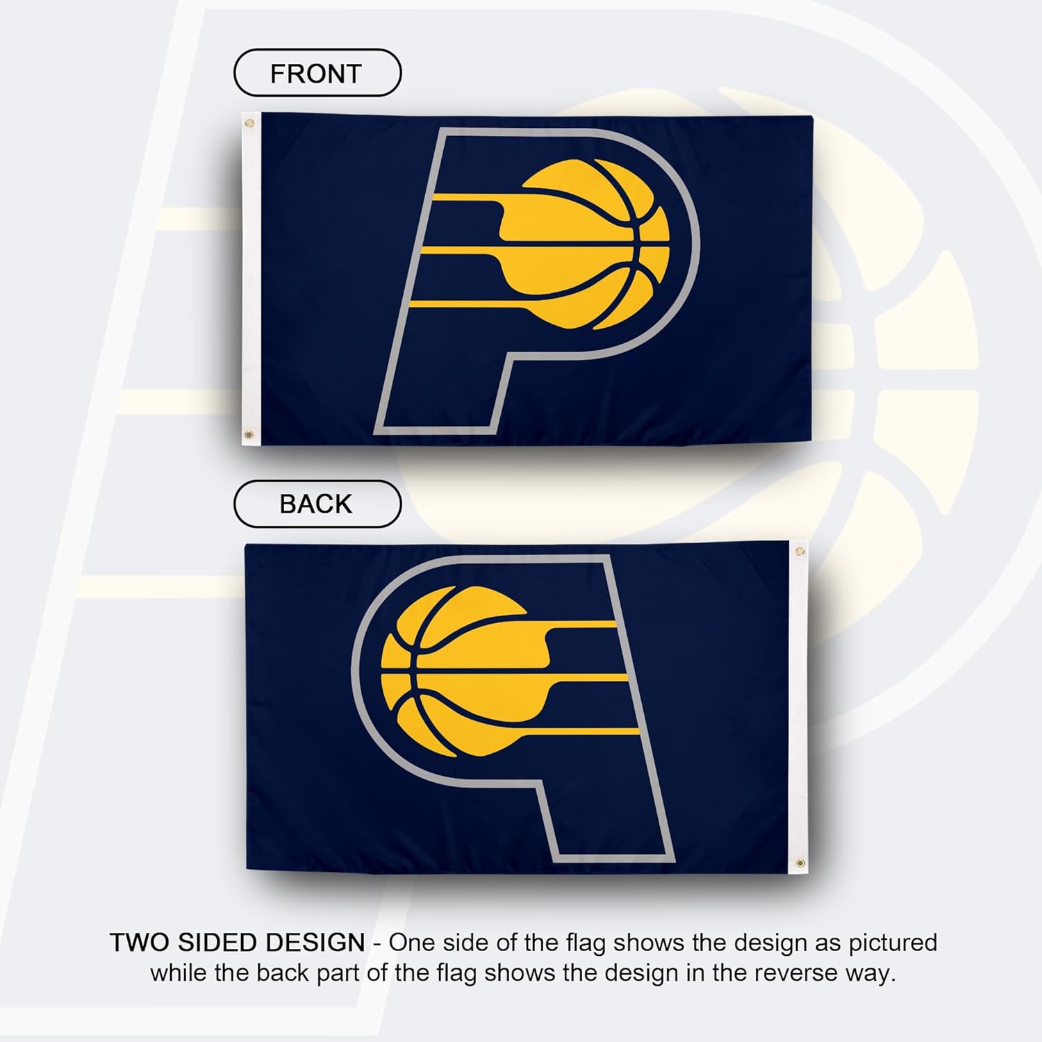 Desert Cactus Indiana Pacers Flag NBA 100% Polyester Indoor Outdoor 3x5 feet National Basketball Association Team Flags (Flag #1) - Image 2