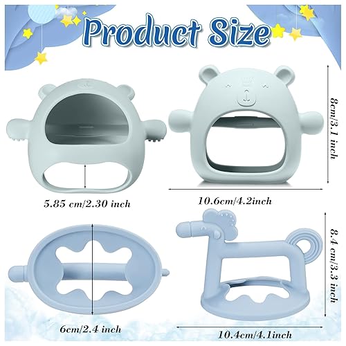 Miniatura 2 de 4 piezas de juguetes de dentición de silicona con oso para bebé, juguete anti caída para la dentición del caballo, juguetes masticables para