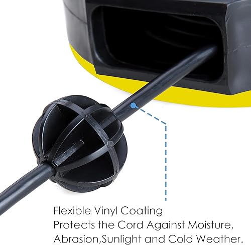 Miniatura 6 de Carrete de cable de extensión retráctil de 25 pies con 3 tomas eléctricas, cable de alimentación SJT de 16 AWG3C para uso en interiores y