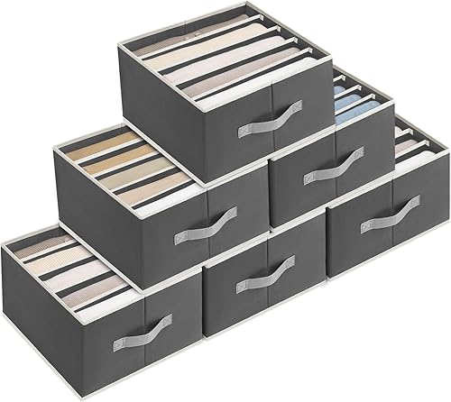 Miniatura 9 de Organizadores de ropa y almacenamiento  Organizador de tela para jeans con asas, divisores de cajones plegables para ropa, organizador de estante de