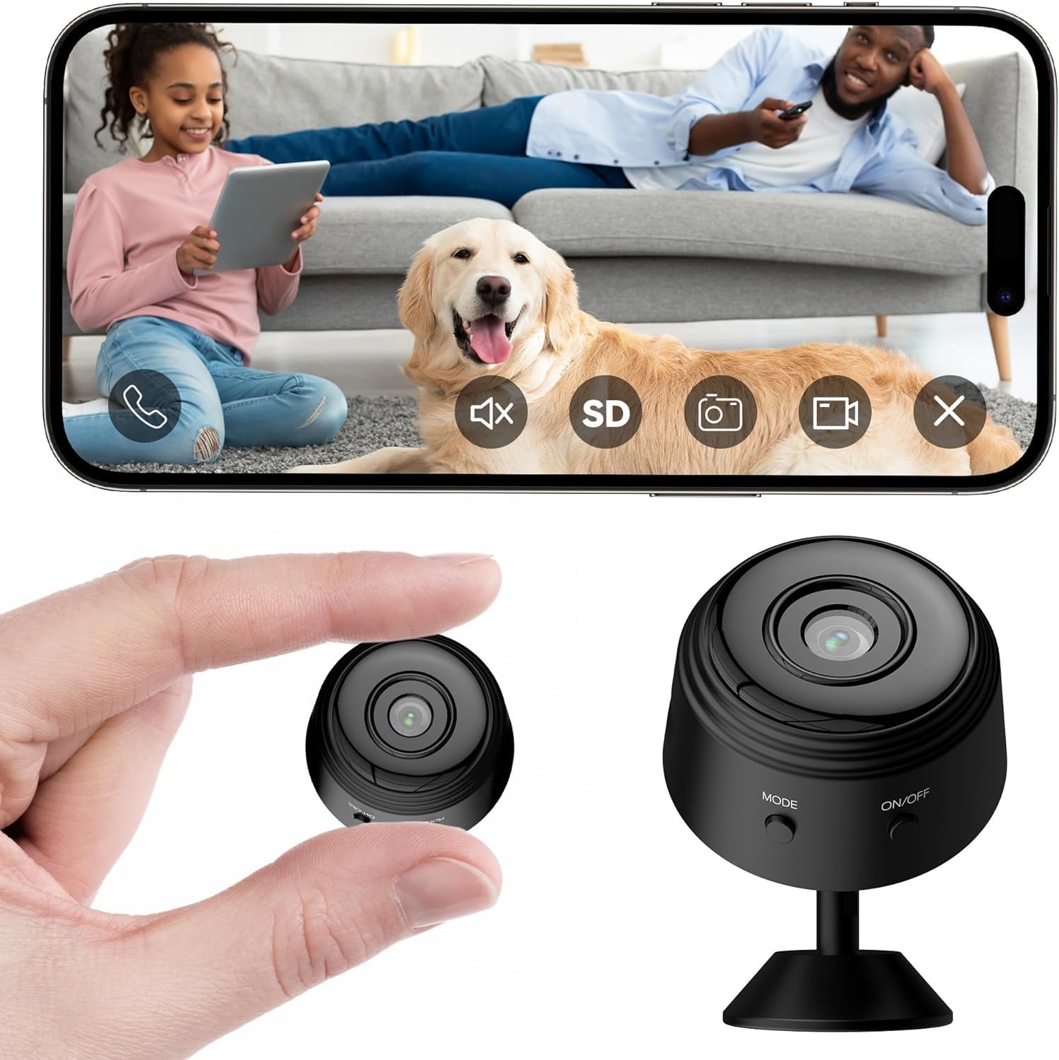 Cámara de seguridad WiFi inalámbrica exterior interior 1080P | Detección de movimiento, visión nocturna, alarma, mini cámara interior para hogar, jardín, oficina