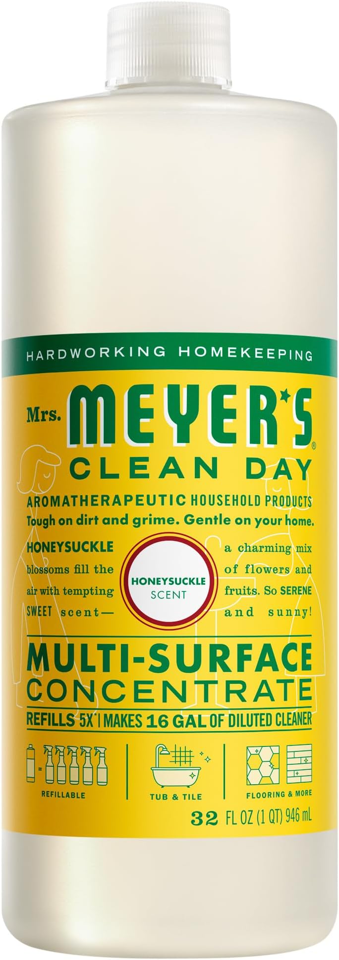 CLEAN DAY Multi-Surface Everyday Concentrate, Honeysuckle Scent, 32 Fl Oz Bottle