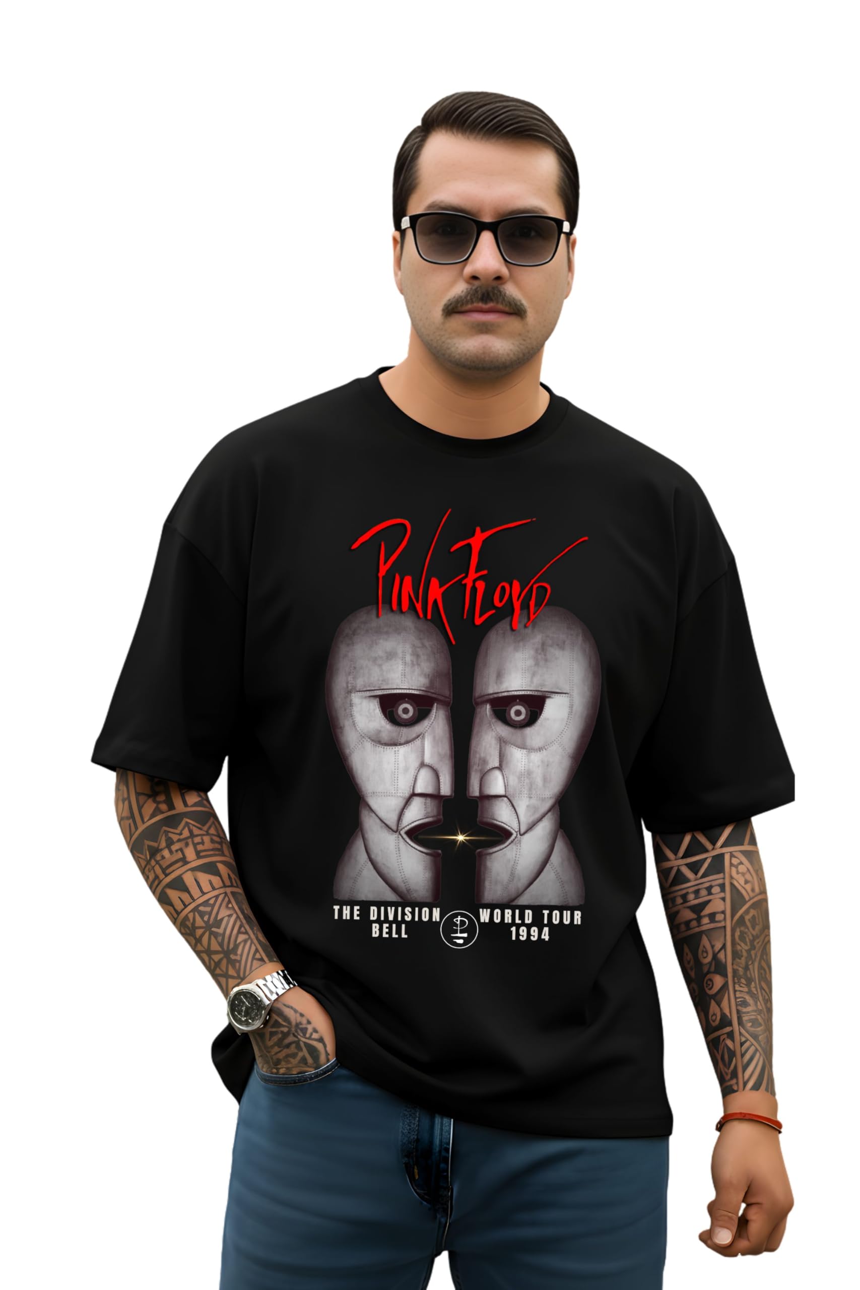 Pink Floyd The Division Bell World Oversized Graphic T‑Shirt for Men – Vintage Rock Band Tee, Black-image-47