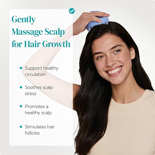Vista 2 de HEETA Masajeador de cuero cabelludo para el crecimiento del cabello, cerdas de silicona suaves para eliminar la caspa y aliviar la picazón