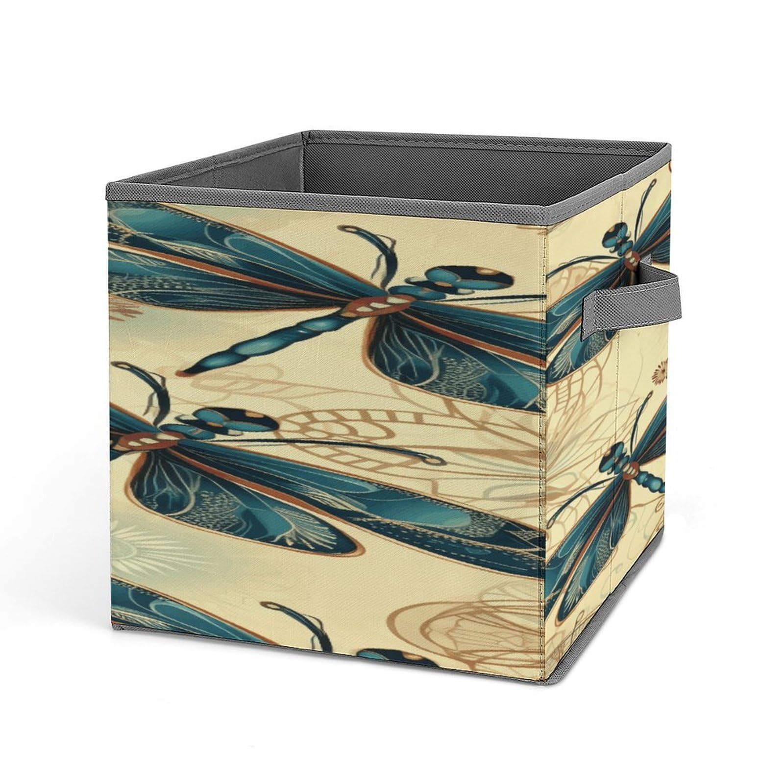 Fodpand Style Dragonfly1 Storage Cubes Foldable Decorative Fabric, Storage Bins Baskets With Handles, Closet Organizers And Storage For Home, Office,Closet, Clothes