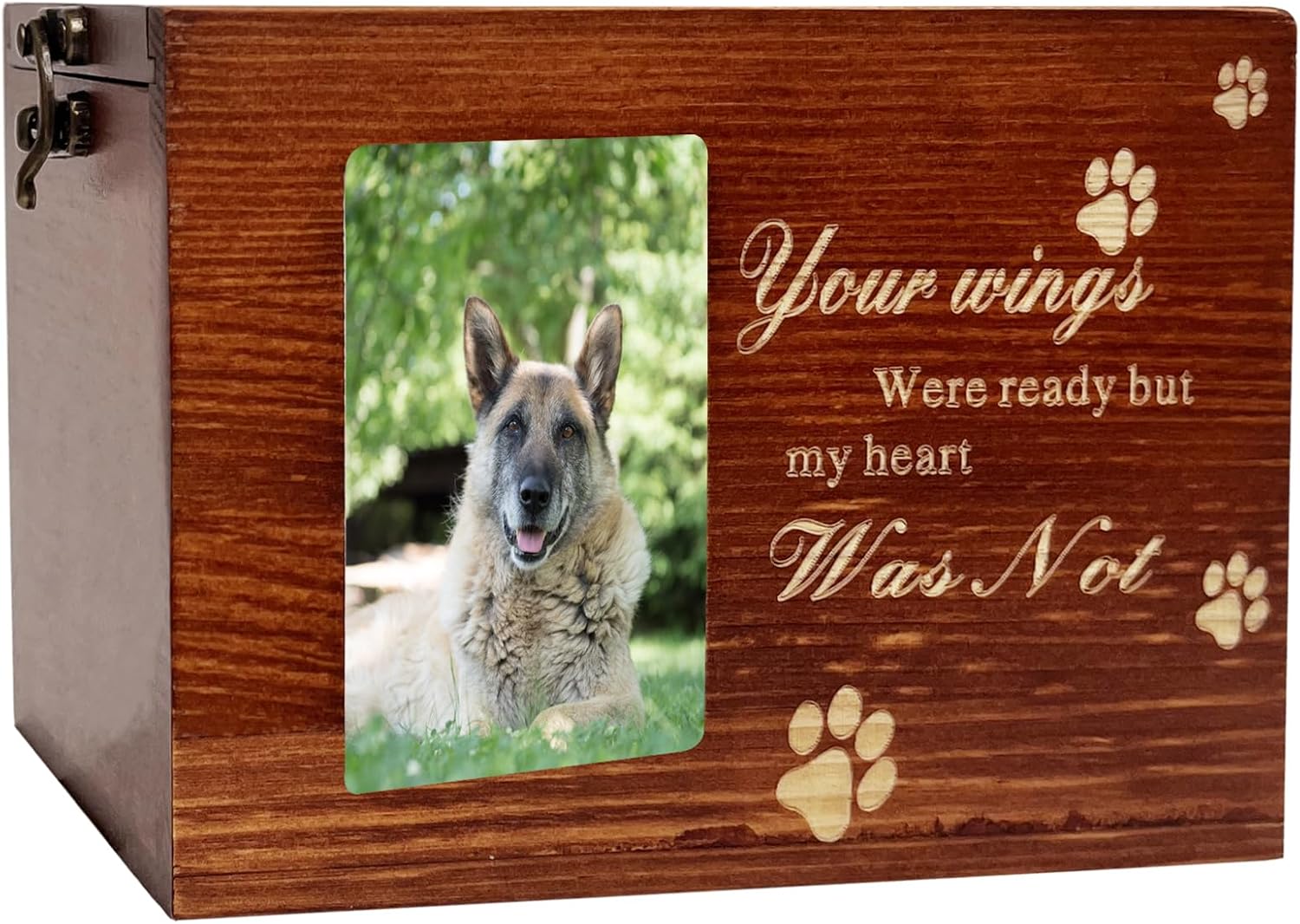 EMOPAW Pet Urns for Dog Ashes, Wooden Casket Cat or Dog Memory Box
