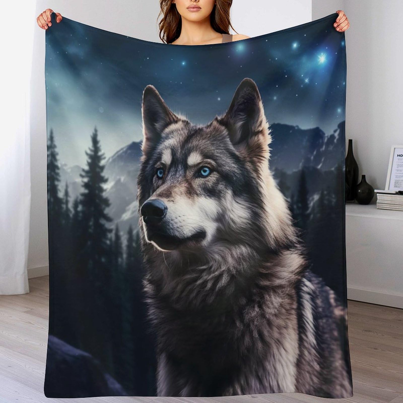 Couverture loup de qualité supérieure en polaire flannel douce toutes saisons